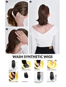 Wavy claw clip-on ponytail extensions Synthetic fluffy wig for ladies everyday use 10 " multicolor - Multicolor - View 8