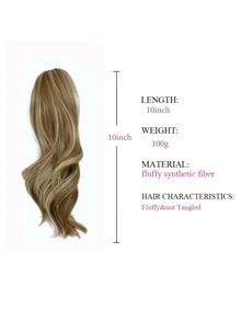 Wavy claw clip-on ponytail extensions Synthetic fluffy wig for ladies everyday use 10 " multicolor - Multicolor - View 3