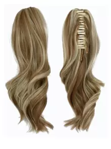 Wavy claw clip-on ponytail extensions Synthetic fluffy wig for ladies everyday use 10 " multicolor - Multicolor - View 1