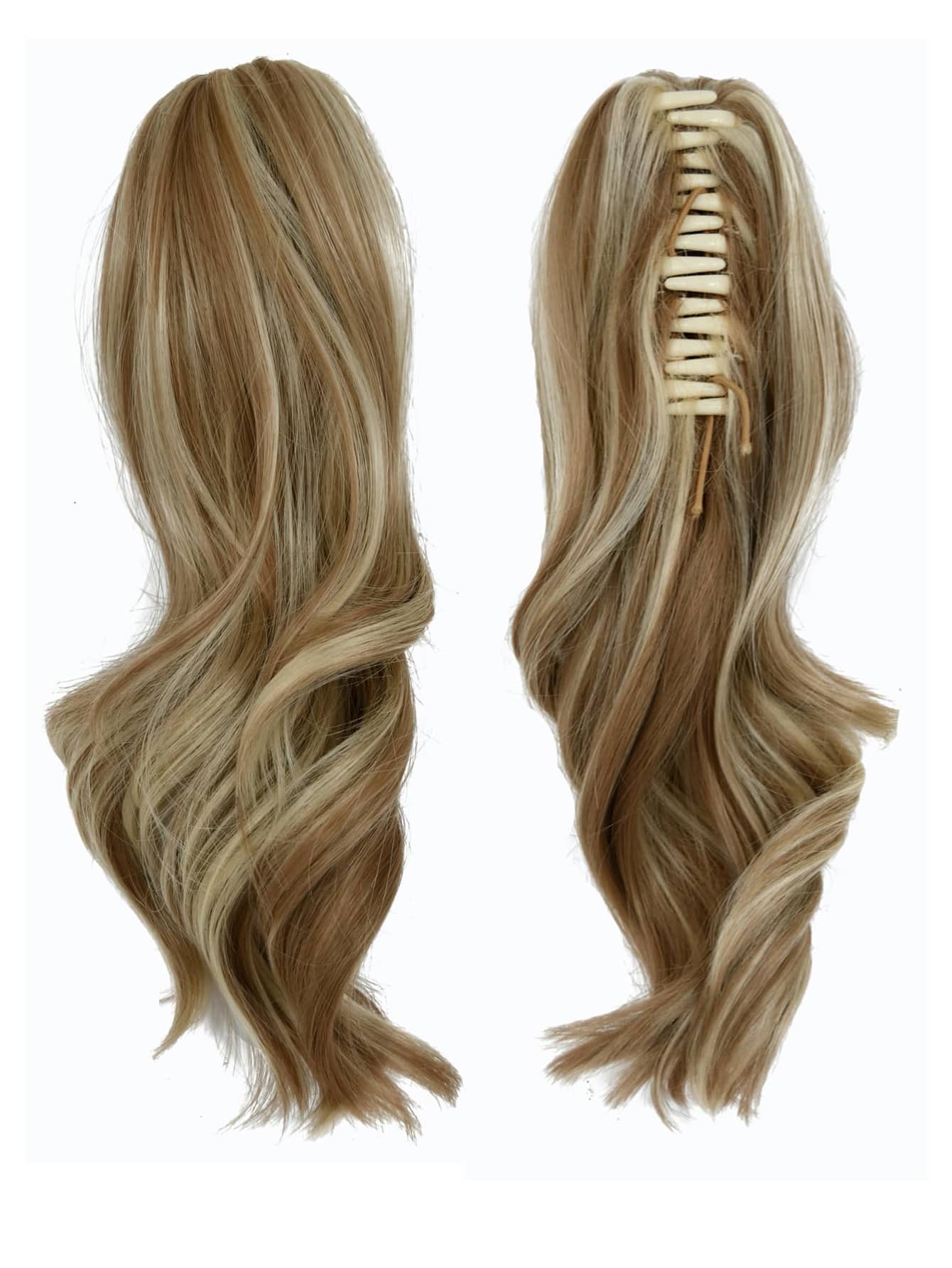 Wavy claw clip-on ponytail extensions Synthetic fluffy wig for ladies everyday use 10 " multicolor - Multicolor - View 1