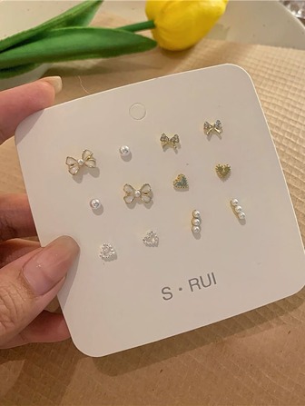 1set Simple And Fashionable Bow Design Earrings (set Of Earrings)