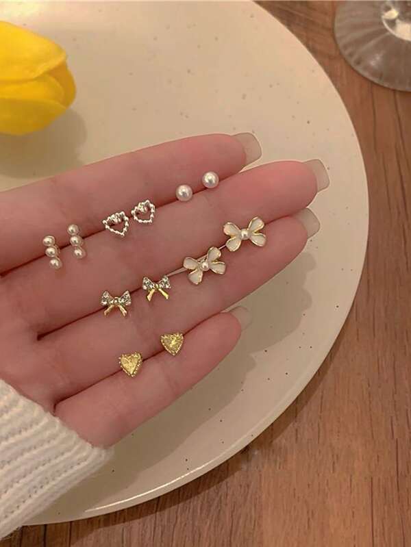 1set Simple And Fashionable Bow Design Earrings (set Of Earrings)