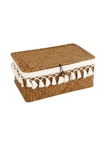 1 Miếng Hộp lưu trữ máy tính để bàn Với Dệt thủ công Nắp - Màu Khaki - Xem 5