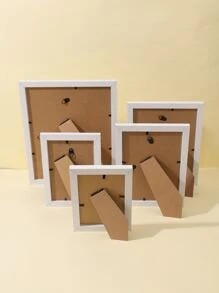 1入木製雙用途相框（包括隨機送出的相紙）,適用於掛牆和桌面展示,適用於家庭、臥室、餐廳、客廳 - 白色 - 查看 2