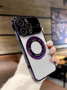 大窗口豪華電鍍磁性 Tpu 手機殼適用於 Magsafe 充電器，相容於 Iphone15/iphone15pro/iphone15promax 相容於 iPhone15/15Plus/15Pro/15Promax - 紫羅蘭色 - 查看 1