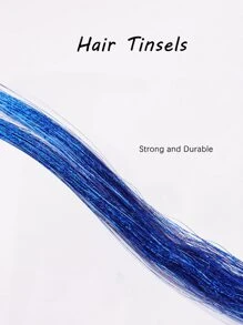 1pc Hair Tinsel Strands Long Straight Hair Extensions Party Highlight Hair Pieces Sparkling Shiny Hair Extensions - Royal Blue - View 2
