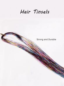 1 pièce Extensions de cheveux à bandes scintillantes longues et droites pour surligner les cheveux lors de festivals, fêtes, Halloween, brillantes et étincelantes