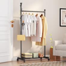 Mobile Clothes And Hat Rack With Wheels, Nordic Style Luxury Standing Coat Hanger For Home Bedroom - Black - View 2