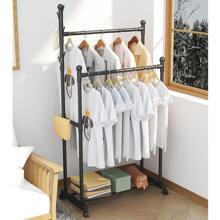 Mobile Clothes And Hat Rack With Wheels, Nordic Style Luxury Standing Coat Hanger For Home Bedroom - Black - View 4