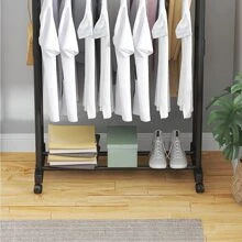 Mobile Clothes And Hat Rack With Wheels, Nordic Style Luxury Standing Coat Hanger For Home Bedroom - Black - View 8