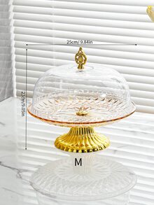 1pc Round Cake Stand With Cover - Multifunctional Dessert Display Set, Also Can Be Used As Cheese Platter, Suitable For Cheese, Chips, Dips And Fruit Plate, With Large Acrylic Dome Cover - Champagne - View 7