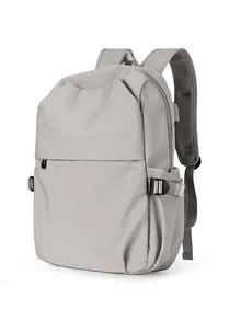 後背包適合女士,簡約風和大容量旅行後背包適合女士,閒暇日本初中學生,中學學生,後背包適合男士,15.6英寸電腦包,防水材料 - 淺灰色 - 查看 5