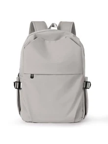 後背包適合女士,簡約風和大容量旅行後背包適合女士,閒暇日本初中學生,中學學生,後背包適合男士,15.6英寸電腦包,防水材料 - 淺灰色 - 查看 3