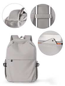 後背包適合女士,簡約風和大容量旅行後背包適合女士,閒暇日本初中學生,中學學生,後背包適合男士,15.6英寸電腦包,防水材料 - 淺灰色 - 查看 6
