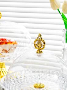 1pc Transparent Cake Stand With Lid And High Foot - Clear - View 4