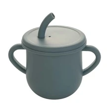 6件套简约硅胶餐具套装，经典耐用的灰蓝色婴儿餐具套装 - 霧霾藍 - 查看 4