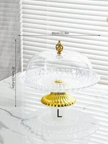 1pc Transparent Cake Stand With Lid And High Foot - Clear - View 6