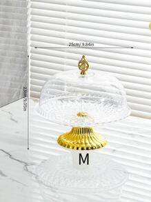 1pc Transparent Cake Stand With Lid And High Foot - Clear - View 7