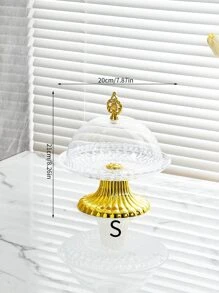 1pc Transparent Cake Stand With Lid And High Foot - Clear - View 8