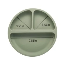 6pcs Simple Silicone Dining Sets, Classic Green Cutlery Sets For Babies - Army Green - View 2