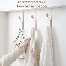 1 móc cửa bằng thép cacbon có 2 móc, không cần khoan, dùng để treo quần áo, mũ, chìa khóa hoặc túi xách phía sau cửa, đồ trang trí, trang trí lễ hội, trang trí phòng, trang trí nhà, trang trí phòng ngủ, quần âu, giày dép, quần jean, bốt, váy, mùa xuân, tối giản, áo mùa hè - trắng - Xem 6