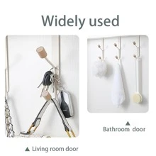 1 móc cửa bằng thép cacbon có 2 móc, không cần khoan, dùng để treo quần áo, mũ, chìa khóa hoặc túi xách phía sau cửa, đồ trang trí, trang trí lễ hội, trang trí phòng, trang trí nhà, trang trí phòng ngủ, quần âu, giày dép, quần jean, bốt, váy, mùa xuân, tối giản, áo mùa hè - trắng - Xem 4