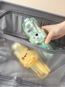 1入組卡通情侶便攜旅行牙刷架杯子,商業旅行基本水洗杯子,審美的和實際合併杯子 - 綠色 - 查看 5