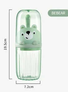 1入組卡通情侶便攜旅行牙刷架杯子,商業旅行基本水洗杯子,審美的和實際合併杯子 - 綠色 - 查看 10