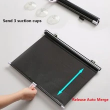 1pc Sunshade Roller Blinds For Living Room Car Window Blackout Curtains Suction Cup Cover Bedroom Kitchen Sun Protection Office - Black - View 8