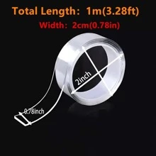 1入組納米膠帶,可重複使用兩面,透明,防水,容易清潔織帶適用於廚房,浴室和家用用品 - 白色 - 查看 2