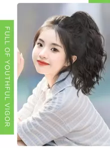 1pc Claw Clip Water Wave Ponytail With Big Curls, 16 Inches, Brown/black Mix Color High Ponytail Synthetic Hair Extension - Black - View 5