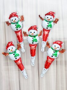 5 quả bóng bay cầm tay hình người tuyết Giáng sinh màu đỏ, Giáng sinh - Đỏ - Xem 1