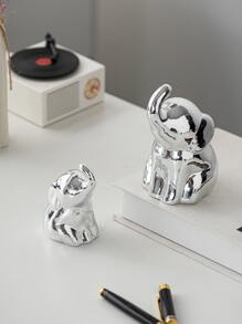 1buc ornament din ceramică în formă de elefant, argintiu, potrivit pentru birou, bibliotecă, dulap TV, birou sau decorarea casei - Argint - Vizualizare 4