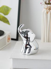 1buc ornament din ceramică în formă de elefant, argintiu, potrivit pentru birou, bibliotecă, dulap TV, birou sau decorarea casei - Argint - Vizualizare 5