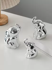 1buc ornament din ceramică în formă de elefant, argintiu, potrivit pentru birou, bibliotecă, dulap TV, birou sau decorarea casei - Argint - Vizualizare 1