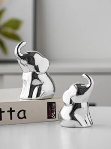 1buc ornament din ceramică în formă de elefant, argintiu, potrivit pentru birou, bibliotecă, dulap TV, birou sau decorarea casei - Argint - Vizualizare 9