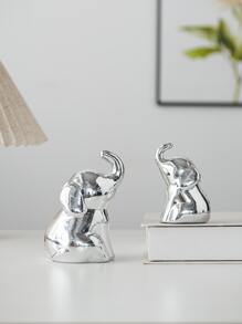 1buc ornament din ceramică în formă de elefant, argintiu, potrivit pentru birou, bibliotecă, dulap TV, birou sau decorarea casei - Argint - Vizualizare 3
