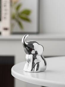 1buc ornament din ceramică în formă de elefant, argintiu, potrivit pentru birou, bibliotecă, dulap TV, birou sau decorarea casei - Argint - Vizualizare 6