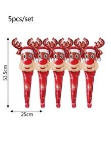 5 quả bóng bay cầm tay hình đầu tuần lộc Giáng sinh màu đỏ, Giáng sinh - Đỏ - Xem 2