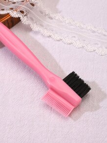 1pc Double Sided Edge Control Hair Brush. 2 In 1 Multifunctional Hair Brush, Grooming For Hairstyling Eyelash, Eyebrow Edge Control, Multifunctional Comb Double Sided Hair Brush Tool For Women Girls.For All Baby Hairs Grooming,Hair Brush,Comb,Hair Tools,Hair Products And Accessories For Barber Salon Beauty Travel Essentials,Back To School,Travel Holiday Essentials,Hair Accessories For Women - Pink - View 4