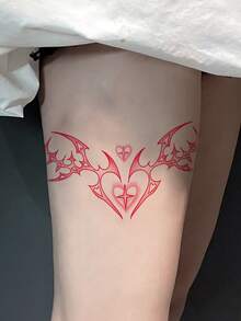 1pc Pink Fairy Tale Themed Party Temporary Tattoo Sticker, Festival/Y2k Themed Makeup & Party Decoration - Pink - View 2