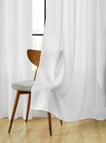 1pc Sheer Curtain, Simple Solid Color Lightweight Polyester Window Drapes, Soft Natural Light Filtering For Living Room Bedroom Balcony, Uv Filtering Curtain - White - View 5