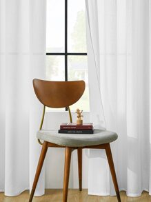 1pc Sheer Curtain, Simple Solid Color Lightweight Polyester Window Drapes, Soft Natural Light Filtering For Living Room Bedroom Balcony, Uv Filtering Curtain - White - View 7