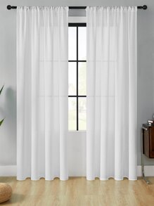 1pc Sheer Curtain, Simple Solid Color Lightweight Polyester Window Drapes, Soft Natural Light Filtering For Living Room Bedroom Balcony, Uv Filtering Curtain - White - View 3