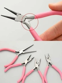 1入組/5 英吋迷你鉗子斜口鉗，DIY 配件珠寶製作工具，繞線，連結掛鉤和耳環製作 - 粉色彎嘴鉗 - 查看 6