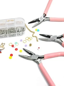 1入組/5 英吋迷你鉗子斜口鉗，DIY 配件珠寶製作工具，繞線，連結掛鉤和耳環製作 - 粉色彎嘴鉗 - 查看 3