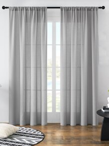 1pc Sheer Curtain, Modern Simple Style Polyester Window Drapes With Solid Color, Light Filtering & Uv Blocking For Bedroom, Living Room, Balcony