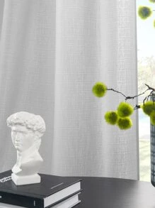 1pc Sheer Curtain, Modern Simple Style Polyester Window Drapes With Solid Color, Light Filtering & Uv Blocking For Bedroom, Living Room, Balcony