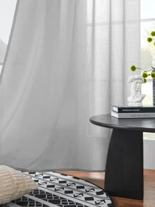 1pc Sheer Curtain, Modern Simple Style Polyester Window Drapes With Solid Color, Light Filtering & Uv Blocking For Bedroom, Living Room, Balcony