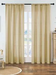 1入組透明簾幕,純色柔軟奢華現代簡約聚酯布窗簾,半透明、減弱光線、防紫外線,適用於臥室、客廳、陽台 - 咖啡棕 - 查看 3